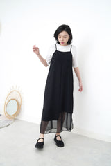 Black cami one piece w/ organza stepped hem
