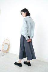 Baby blue crop blouse in asymmetric buttons