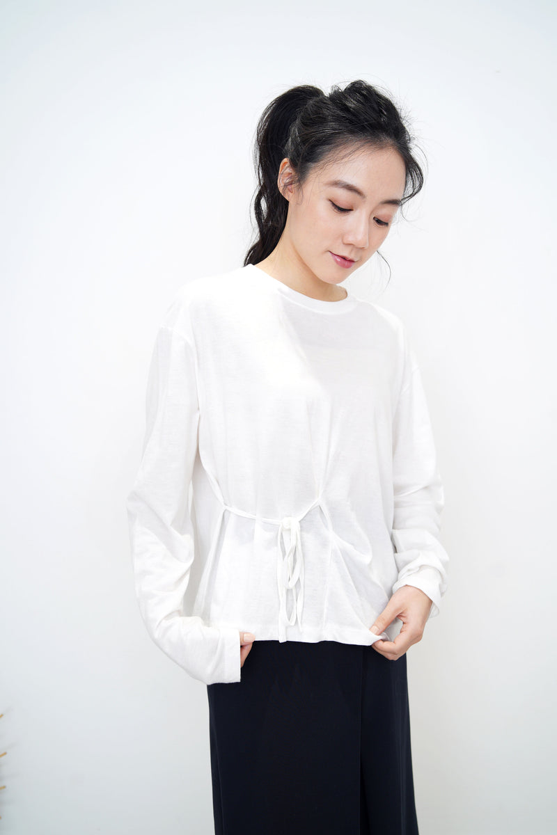 White cotton top in side string details