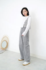 White patchwork cotton top in crop cut