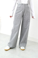 Grey high waist wide leg trousers
