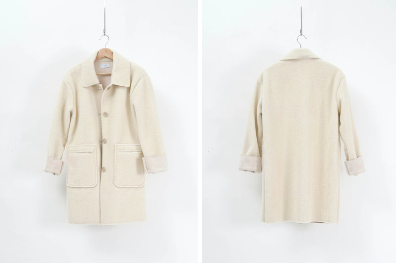 Ivory double sided faux fur coat