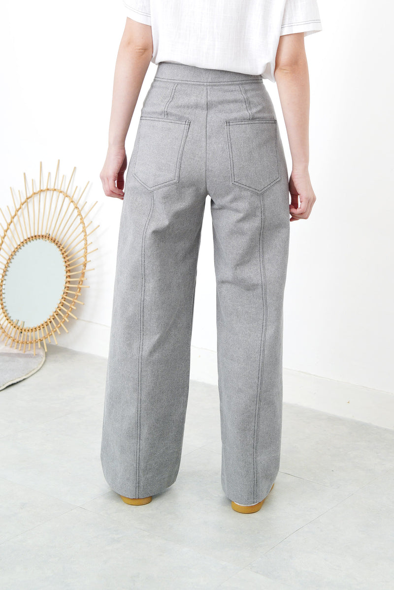 Grey high waist wide leg trousers