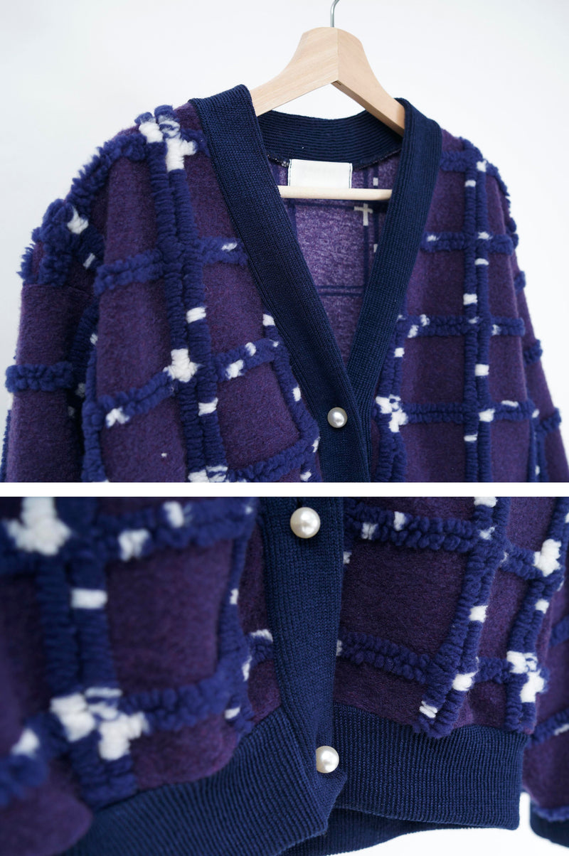 Purple bule texture knit jacket
