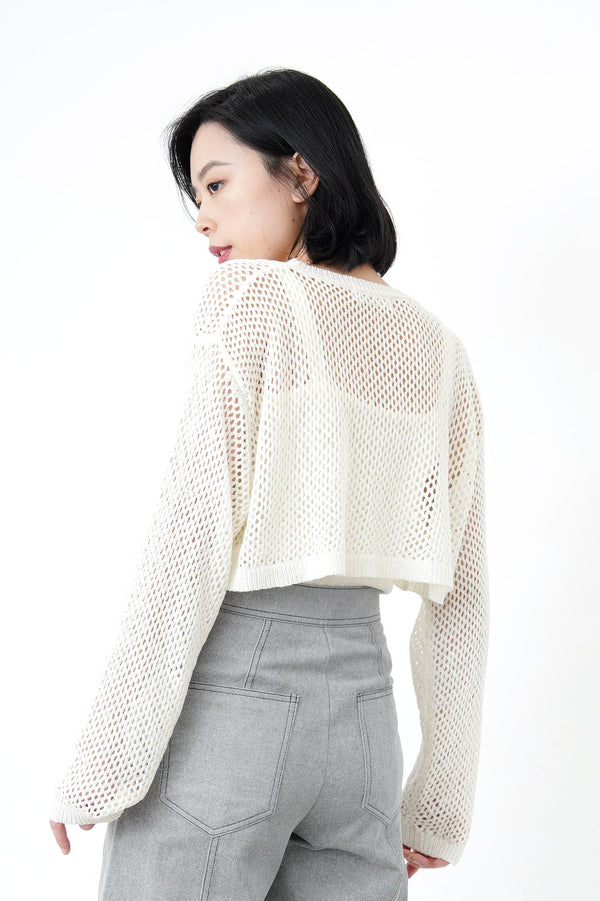White crochet crop top w/ cami inner in set