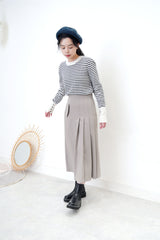 Wool stripes top in buttons cuff detail
