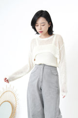 White crochet crop top w/ cami inner in set