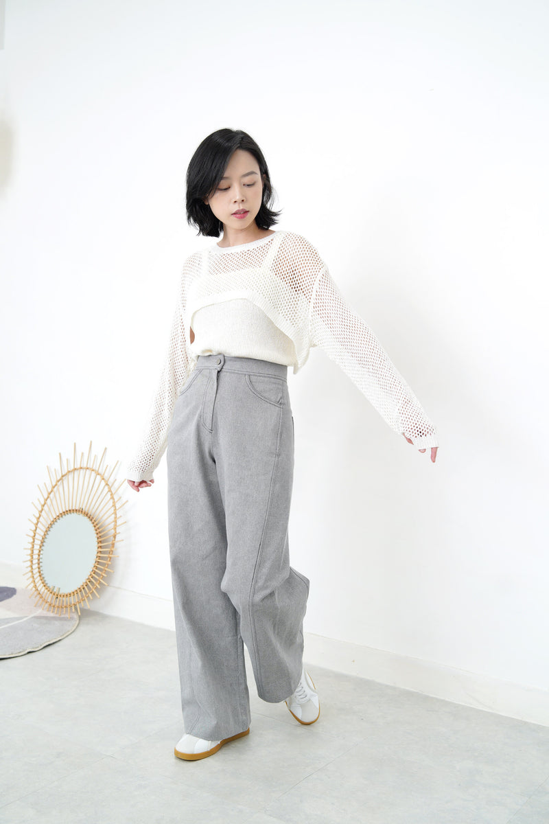 White crochet crop top w/ cami inner in set