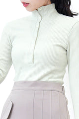 Mint stand collar polo top