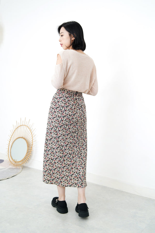 Floral pattern skirt in elastic waist