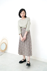 Floral pattern skirt in elastic waist