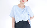 Blue stripes soft blouse w/ layering details