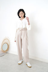 Ivory loose cut blouse in stepped hem