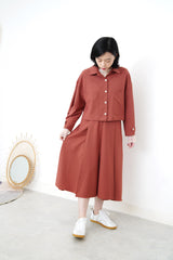 Indian red a cut skirt in elastic waist