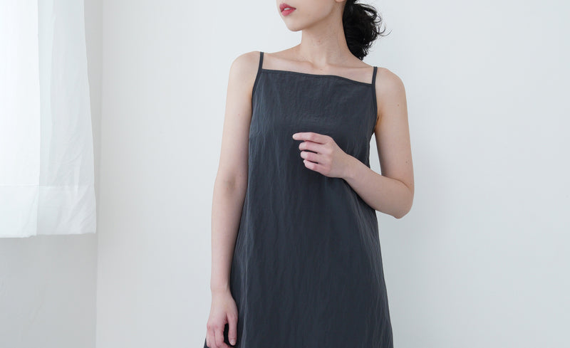 Grey wind breaker cami dress w/ string details