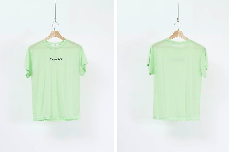 Spring green tee w/ letter embroidery