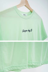 Spring green tee w/ letter embroidery
