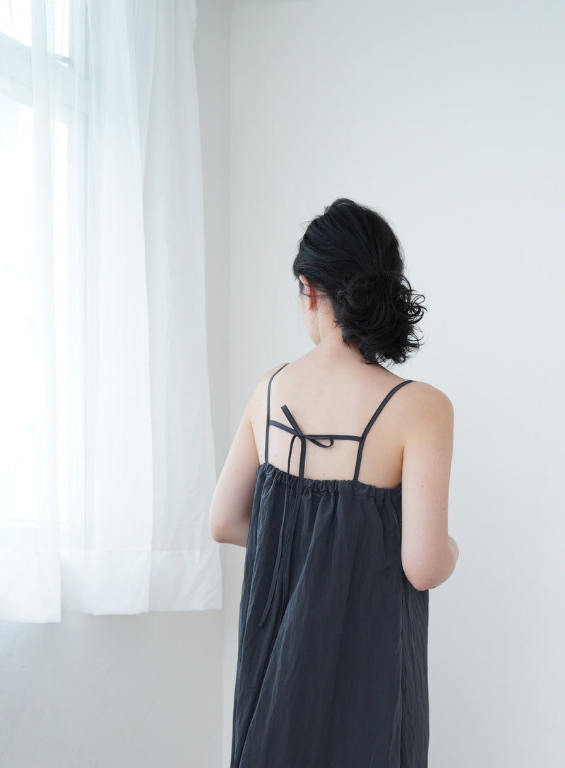 Grey wind breaker cami dress w/ string details