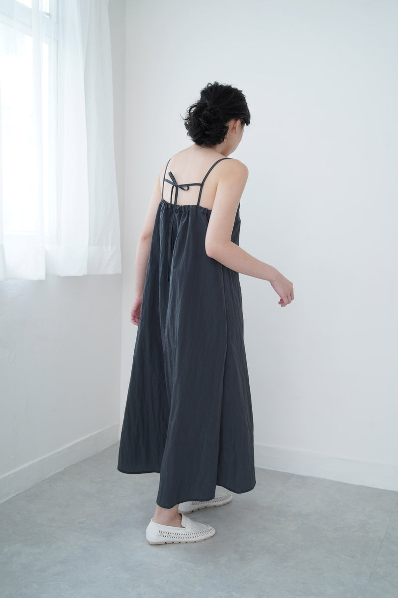 Grey wind breaker cami dress w/ string details