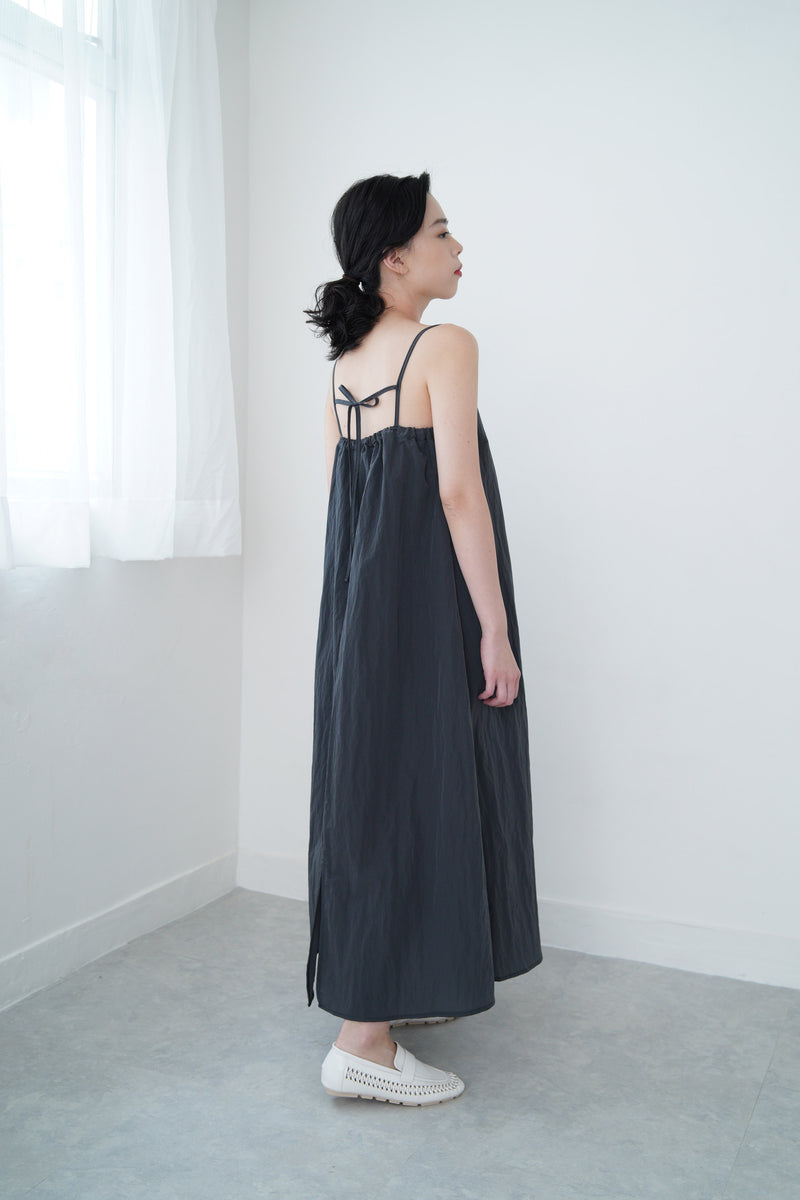Grey wind breaker cami dress w/ string details