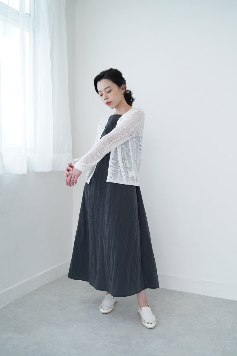 Grey wind breaker cami dress w/ string details