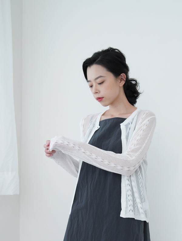 White crochet pattern cardigan