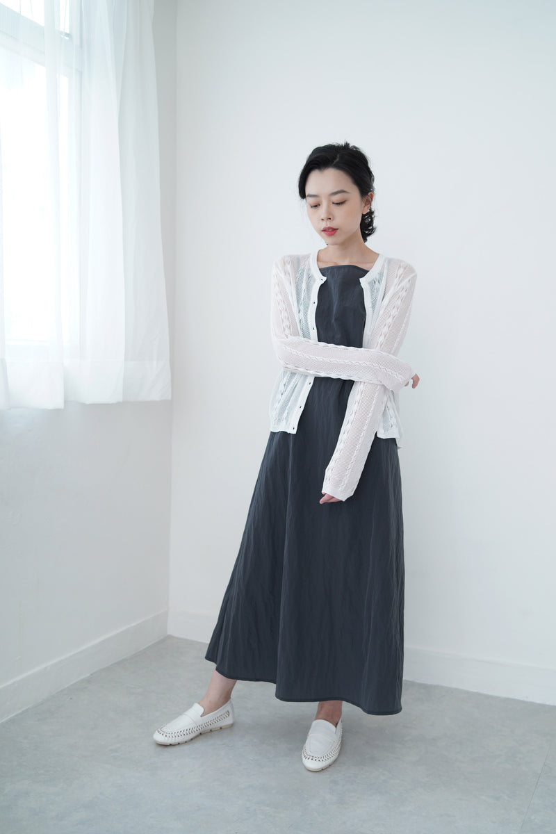 Grey wind breaker cami dress w/ string details