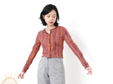 Tie dyed brick button top in winkle texture