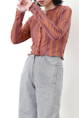 Tie dyed brick button top in winkle texture