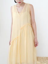 Yellow ruffle detail dress w/ cami inner