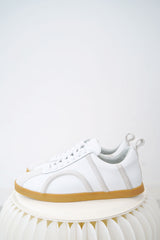White lace up sneakers in suede leather
