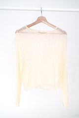 Cream sheer top in wavy texture