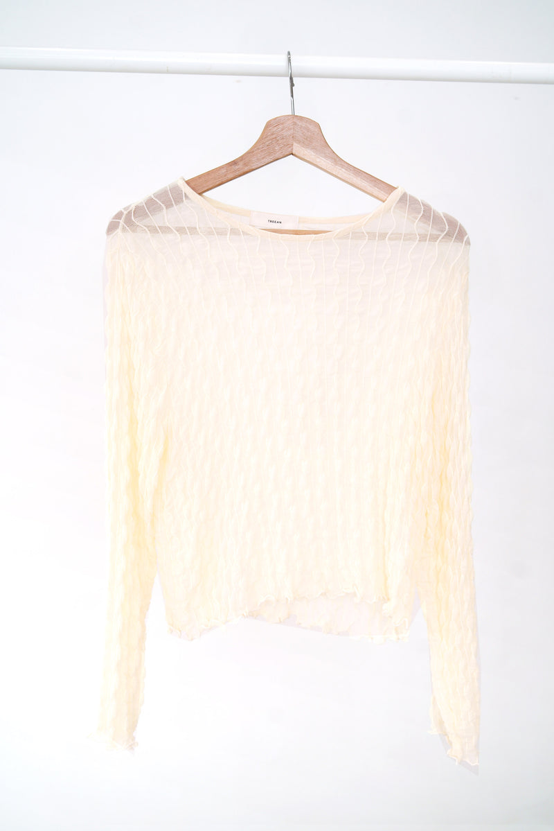 Cream sheer top in wavy texture