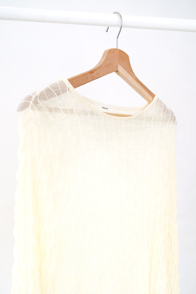 Cream sheer top in wavy texture