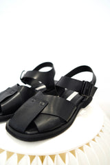 Black block strap sandals