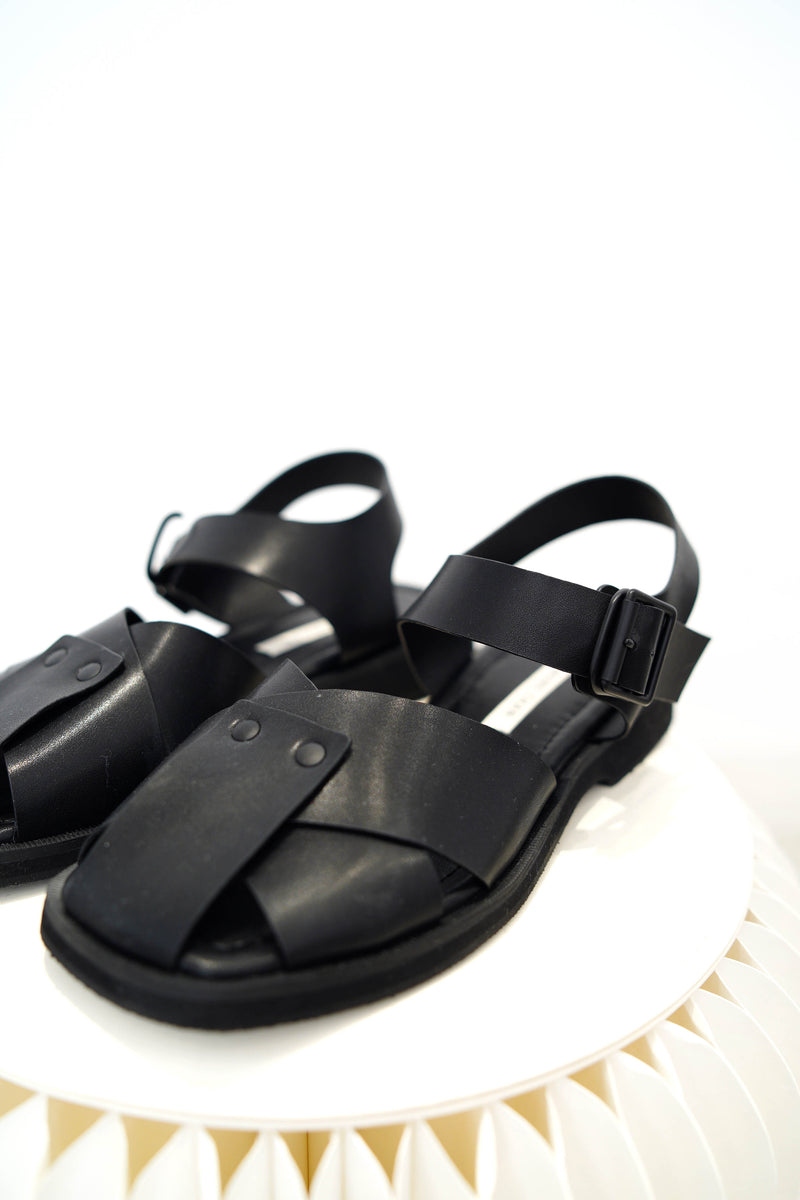 Black block strap sandals