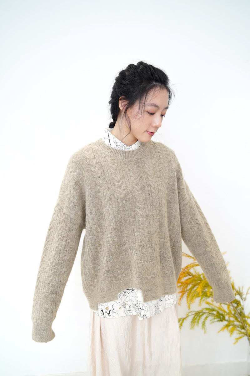 Ivory ink print smooth shirt