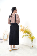 Black denim overall dress