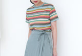 Grey blue h-cut skirt in detail tie waist details