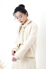 Ivory cardigan w/ polo collar