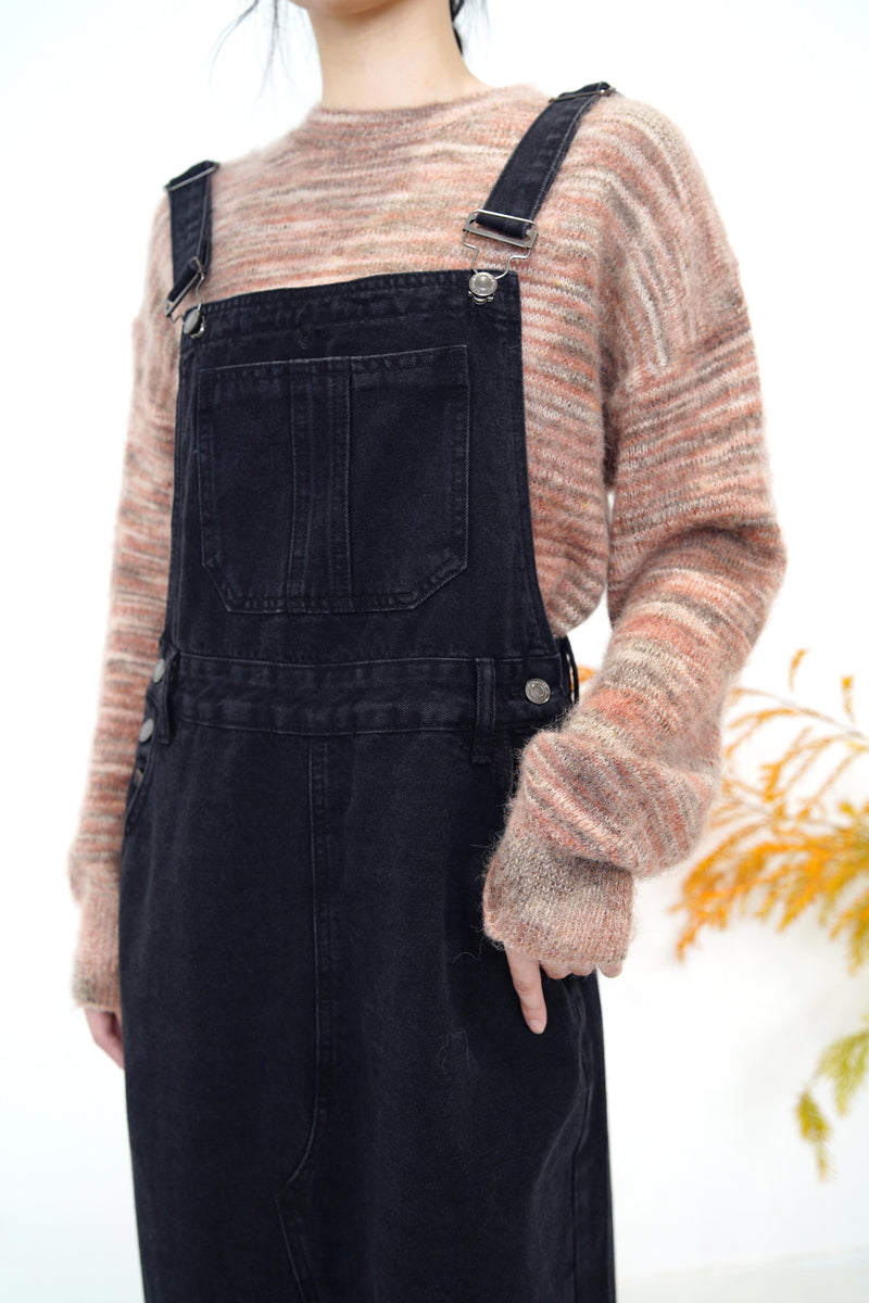 Black denim overall dress