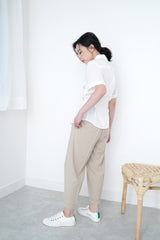 Nude pencil cut pants in elastic waist