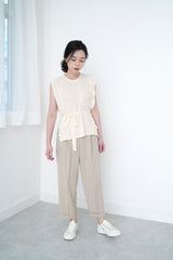 Nude pencil cut pants in elastic waist