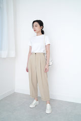 Nude pencil cut pants in elastic waist