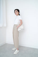 Nude pencil cut pants in elastic waist