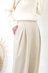 Ivory stand collar sweater w/ buttons