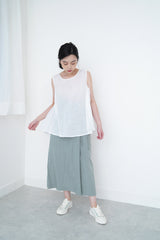 Grey blue h-cut skirt in detail tie waist details