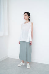 Grey blue h-cut skirt in detail tie waist details
