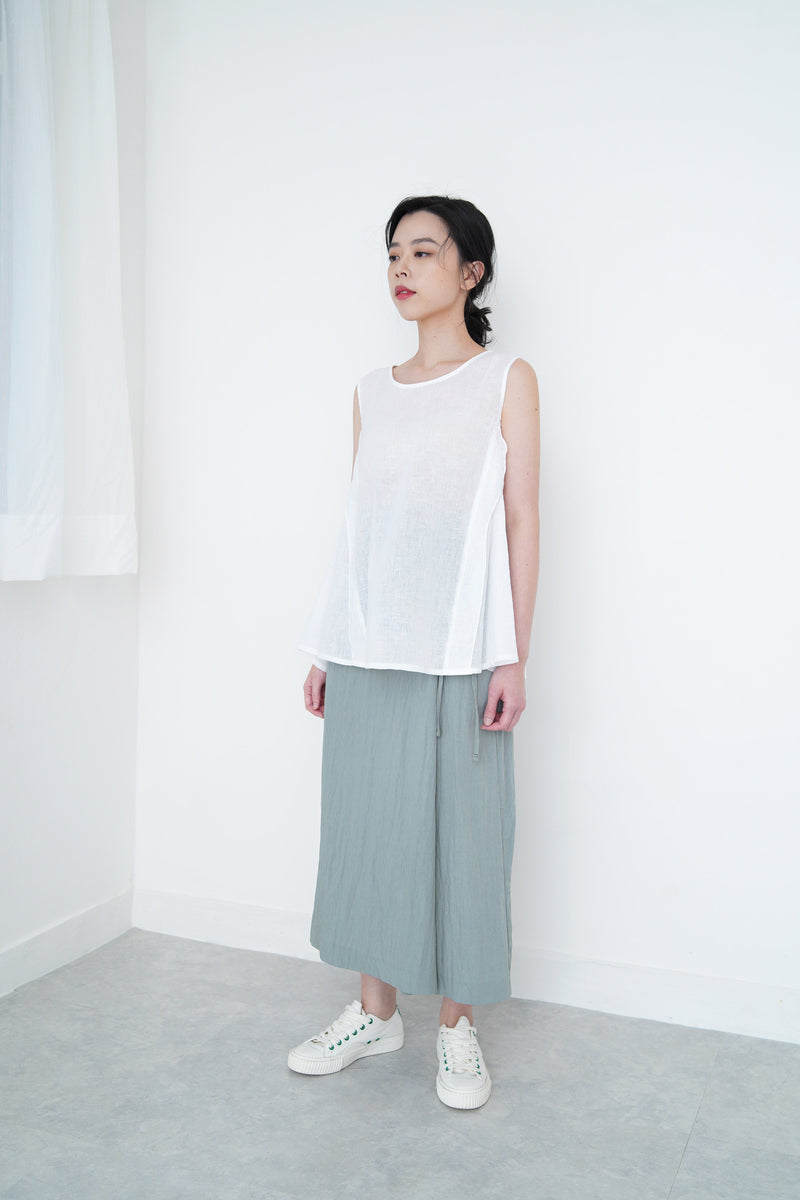 Grey blue h-cut skirt in detail tie waist details