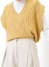 Mustard v neck in twist pattern